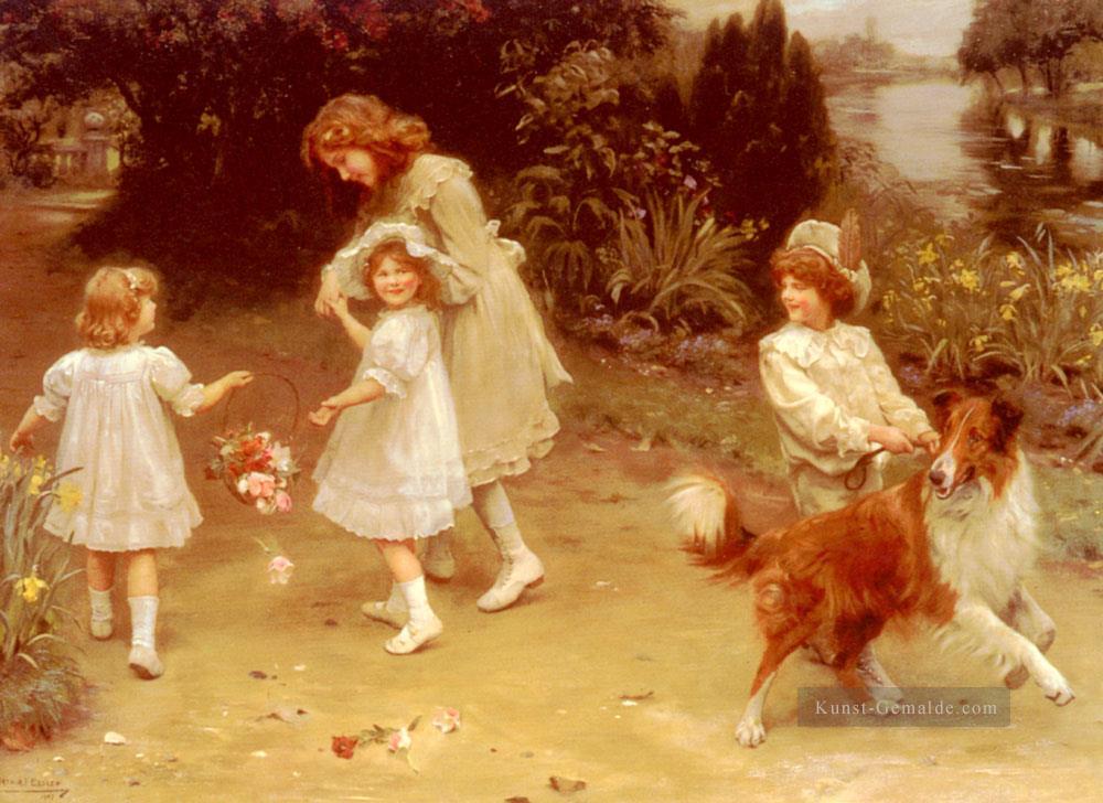 Liebe auf den ersten Blick idyllische Kinder Arthur John Elsley Impressionismus Ölgemälde